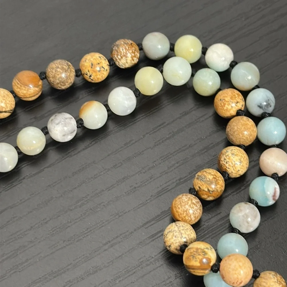 OKIKO Japan 108 Mala Gemstone Bead Hand Knotted Prayer Yoga Meditation Necklace